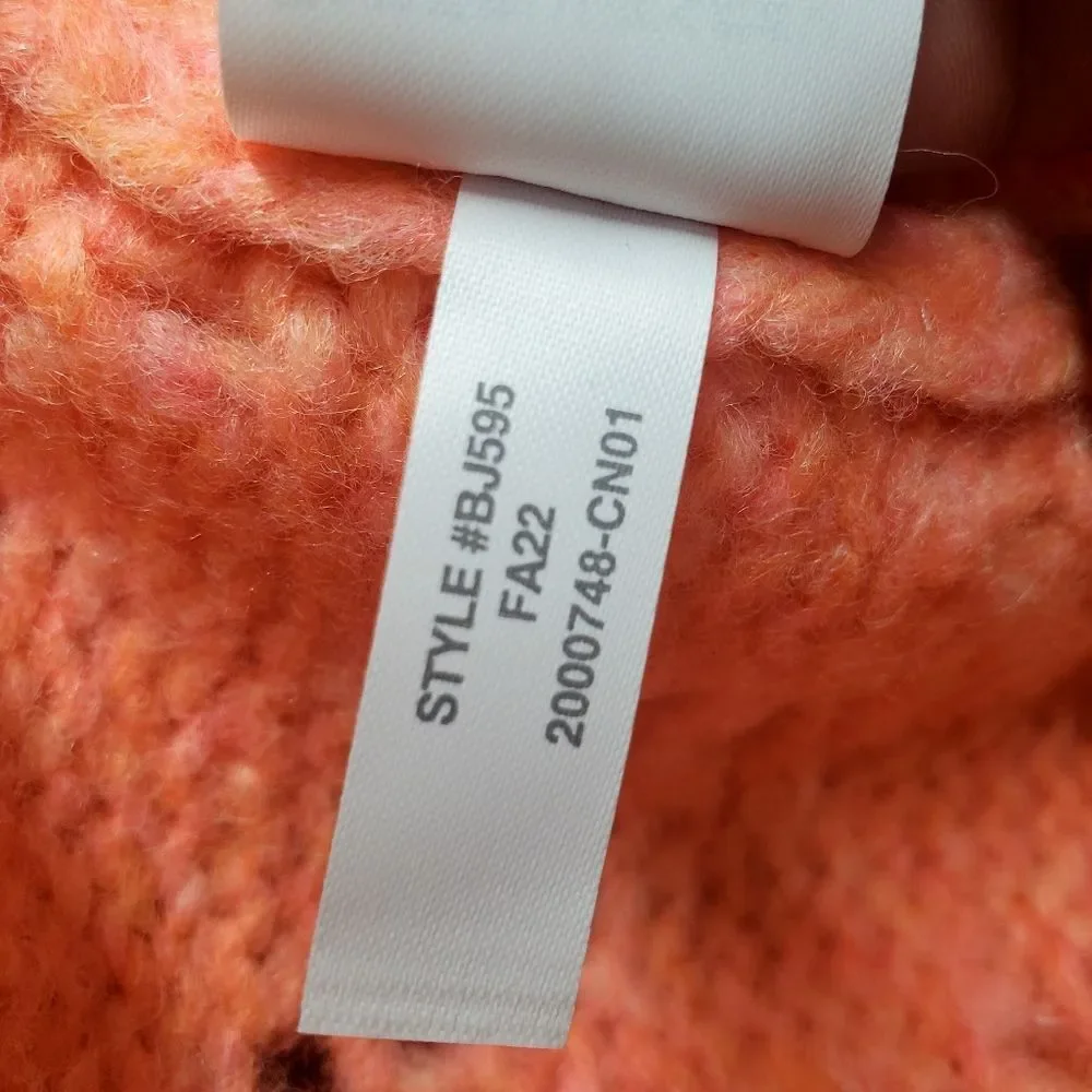 J. CREW Pointelle Crewneck Wool Blend Sweater XL Coral Balloon Sleeve Cozy Knit